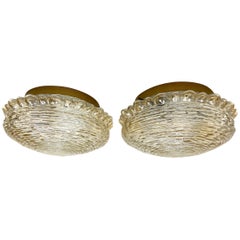 Pair of Bubble and Wave Pattern Limburg Flushmount Ceiling Light, 1960s, German