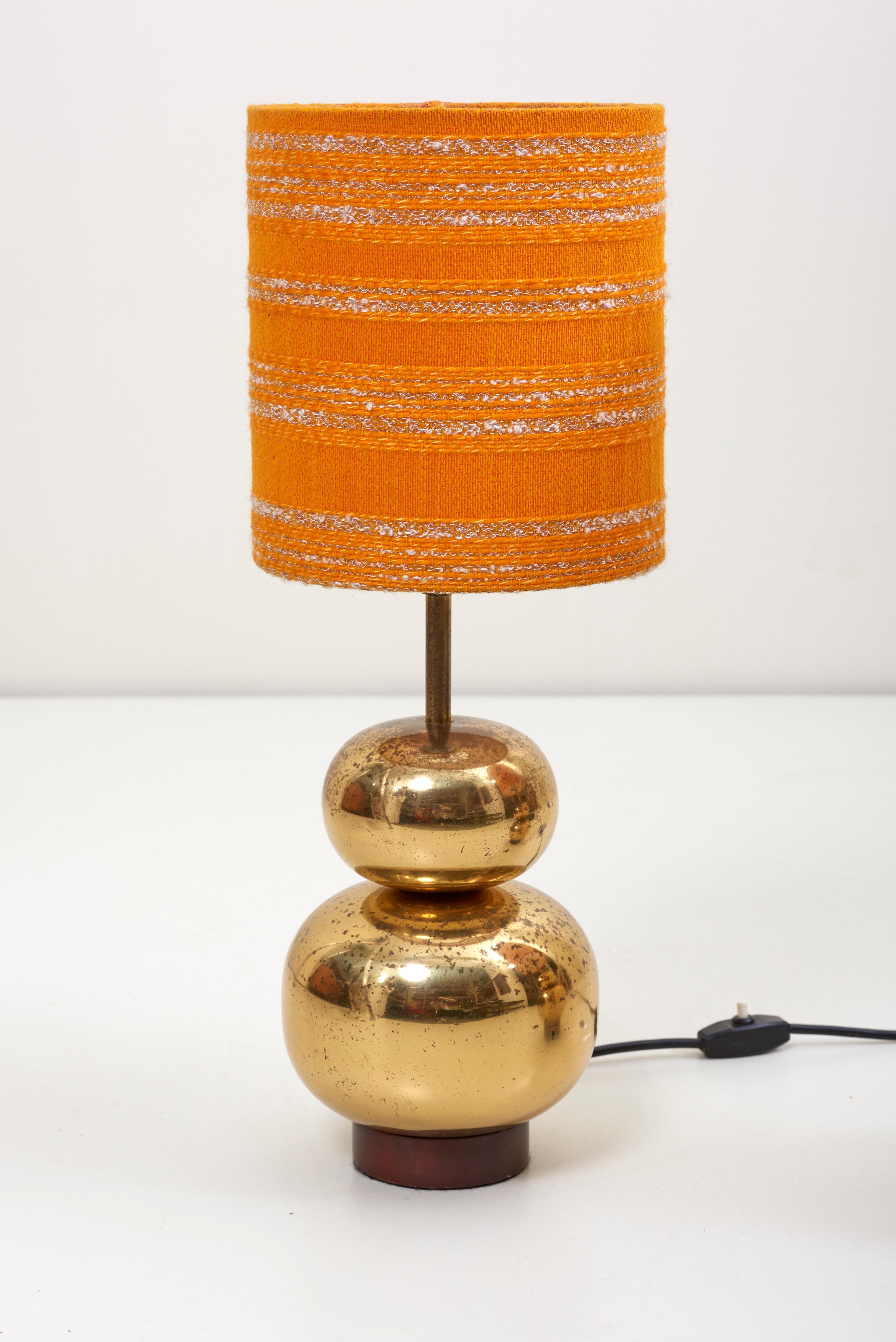 Pair of Bubble Brass 1970s Table Lamps with Original Shades In Distressed Condition In Berlin, BE