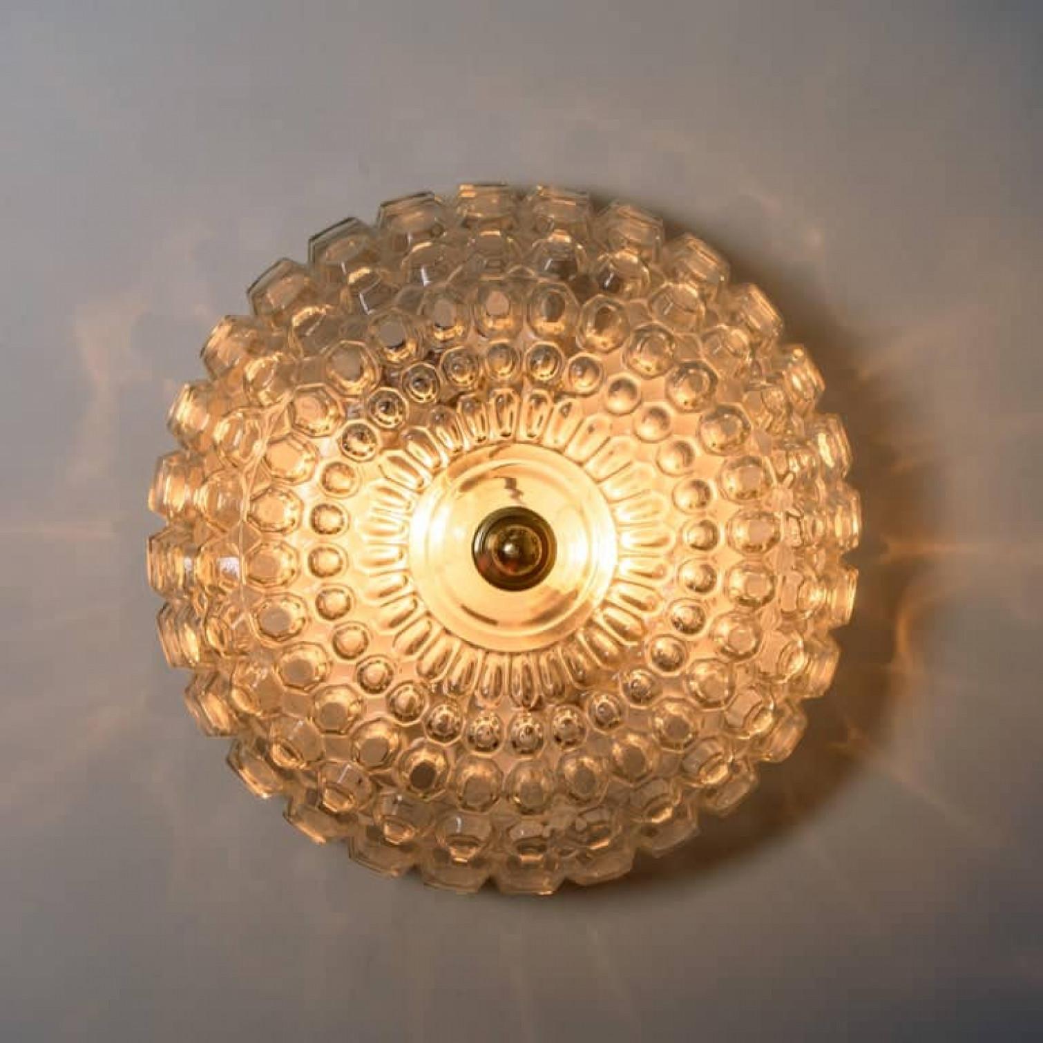 Brass Pair of Bubble Flush Mounts/Wall Sconces by Limburg, 1960s For Sale