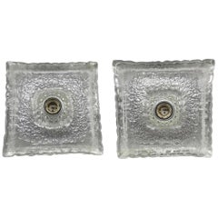 Pair of Bubble Glass Pattern monumental Sconces or Flush Mounts, Germany, 1970s