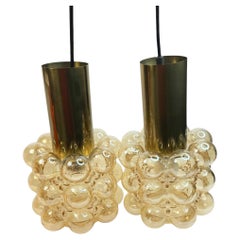 Pair of Bubble Glass Pendant Lights by Helena Tynell, Limburg, Germany 1960s