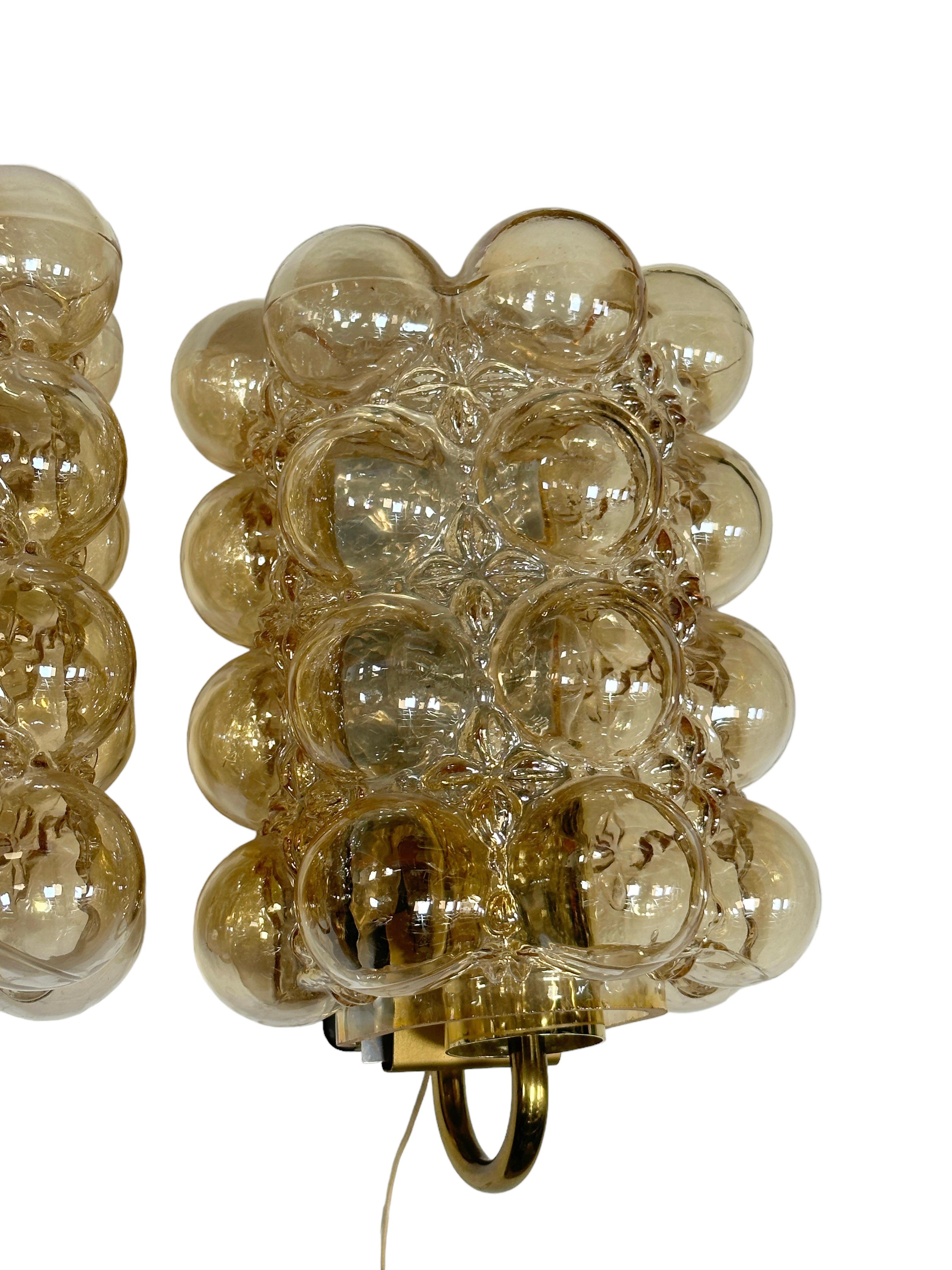 Mid-20th Century Pair of Bubble Glass Sconce by Helena Tynell for Limburg, Germany, 1960s