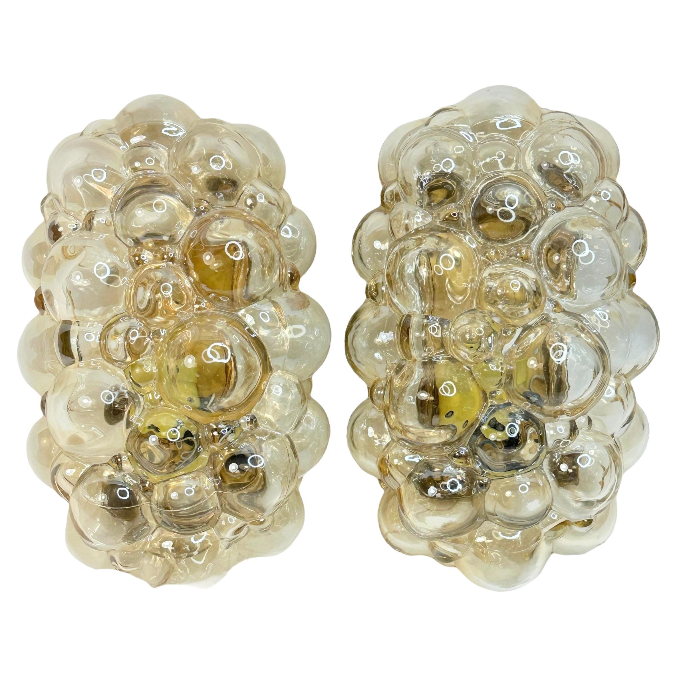 Pair of Bubble Glass Sconces by Helena Tynell for Glashütte Limburg, Germany