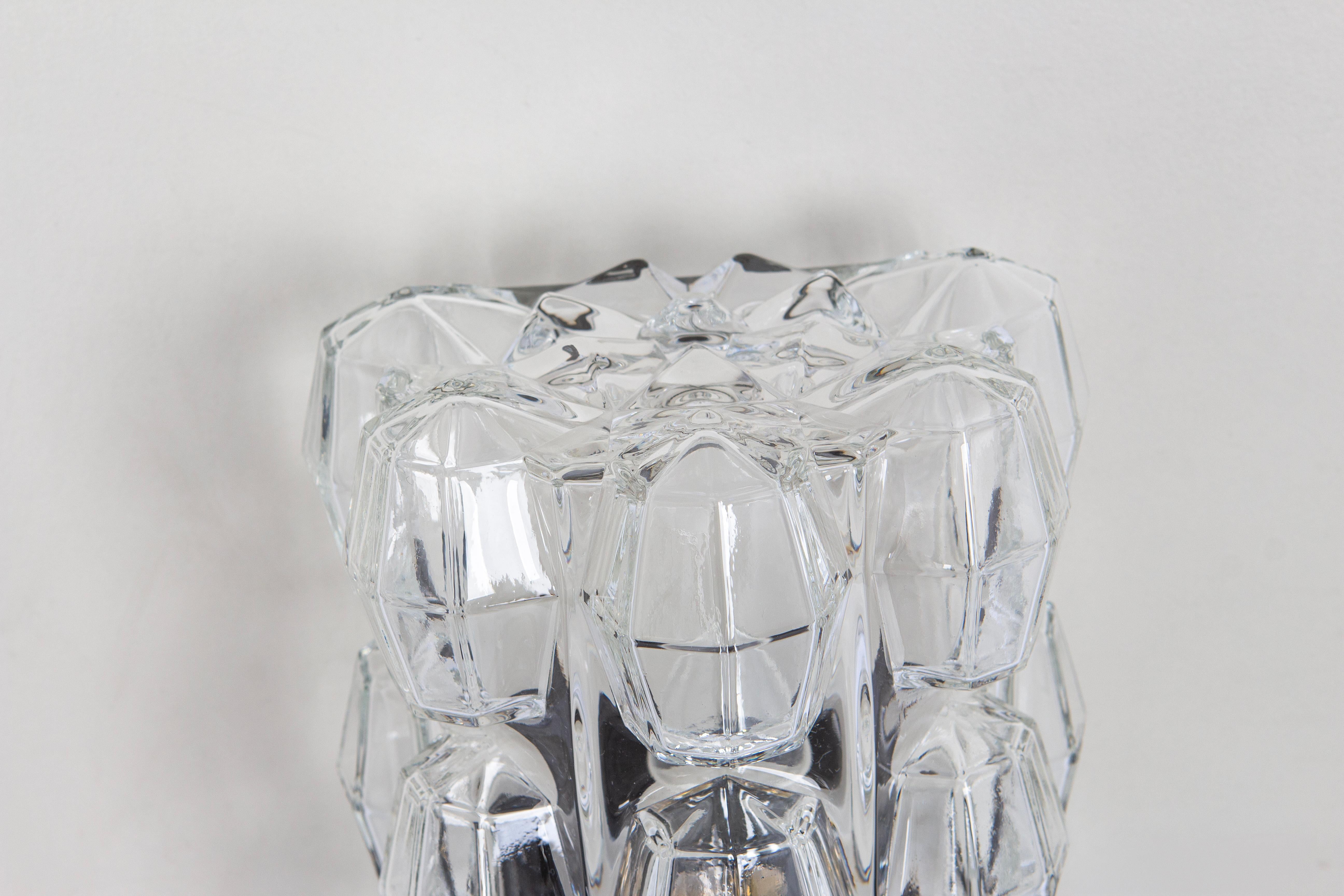Mid-Century Modern Pair of Bubble Glass Sconces Chrome by Limburg, Germany