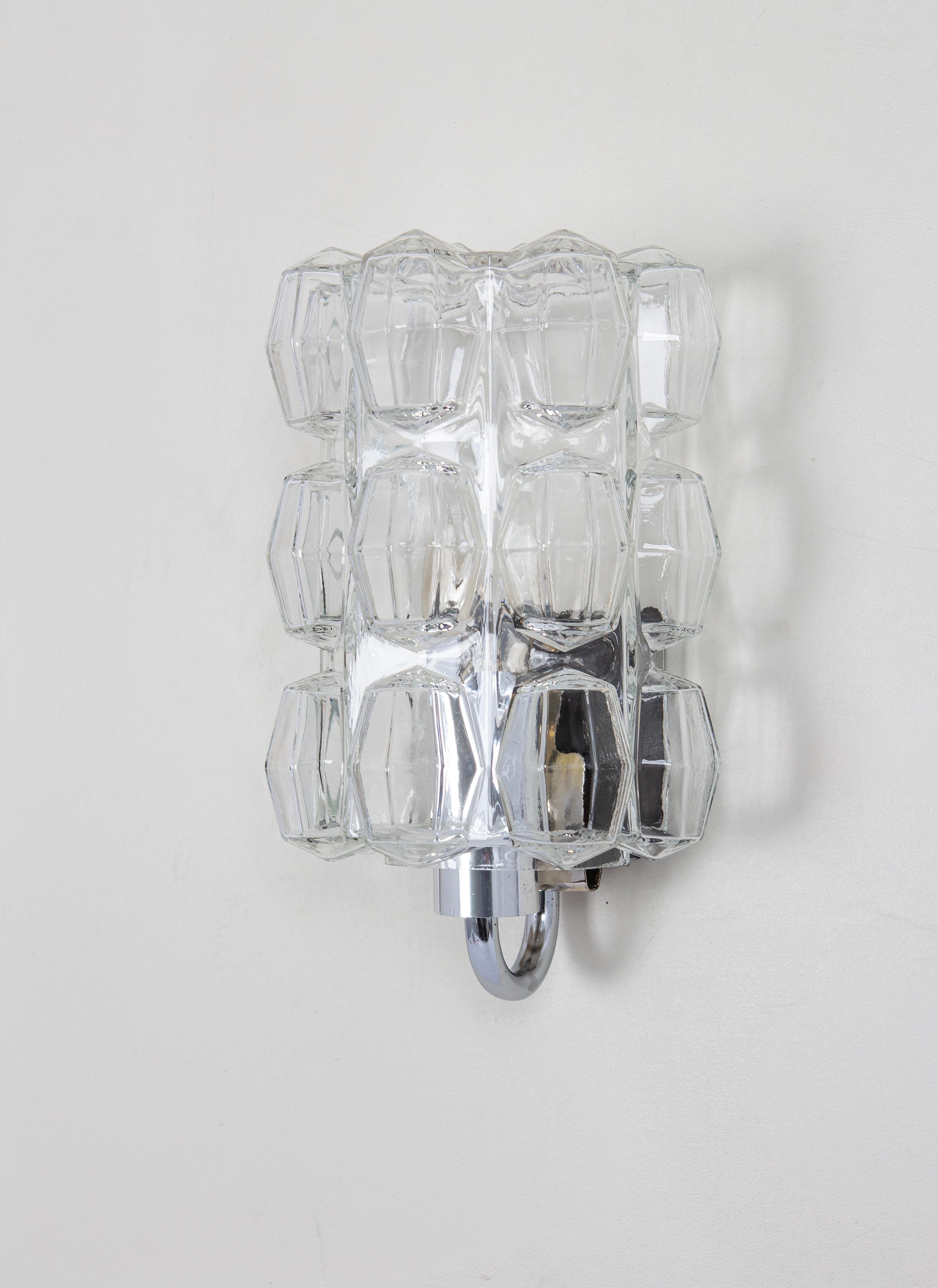 Pair of Bubble Glass Sconces Chrome by Limburg, Germany In Good Condition In Aachen, NRW