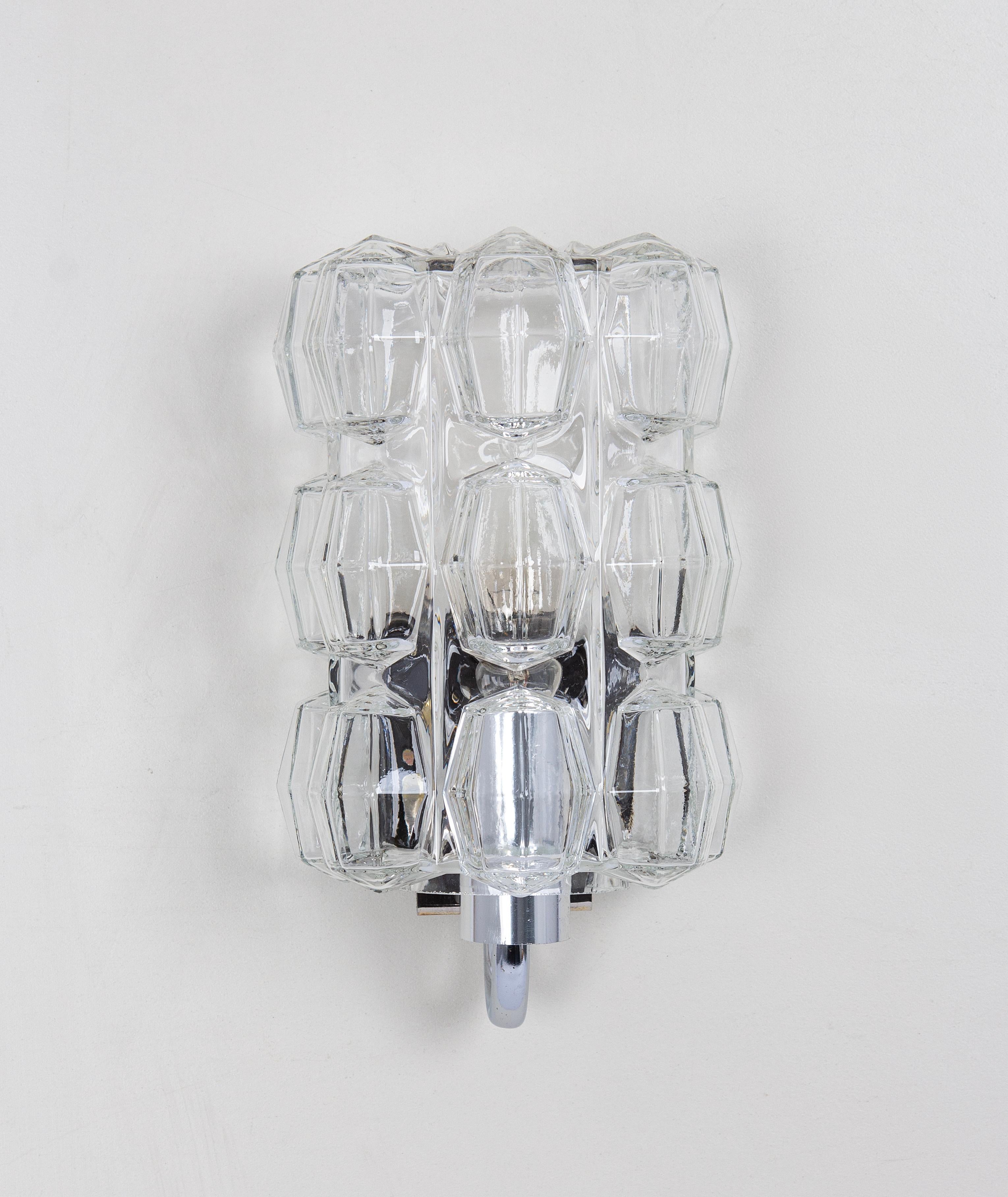 Mid-20th Century Pair of Bubble Glass Sconces Chrome by Limburg, Germany