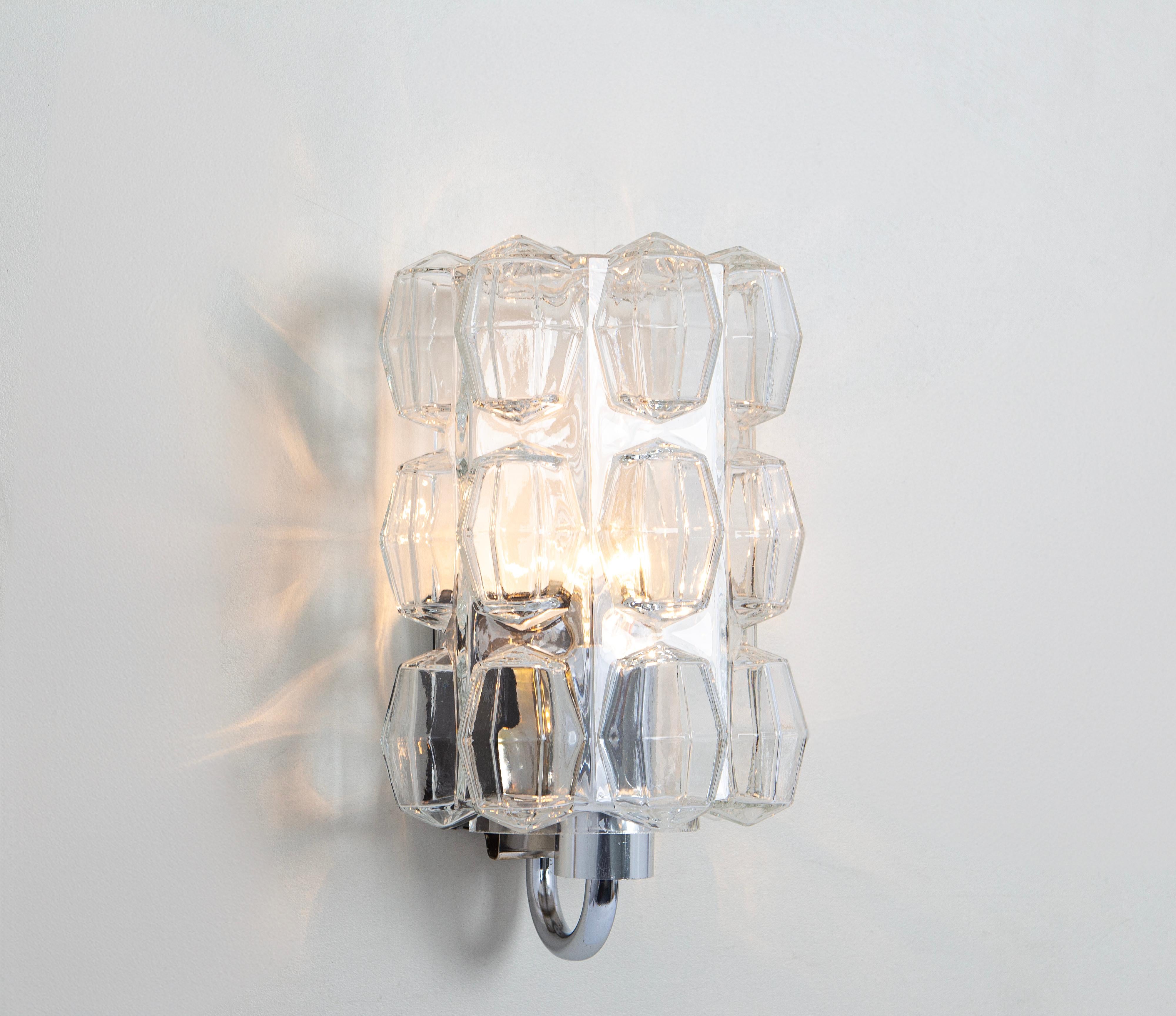 Pair of Bubble Glass Sconces Chrome by Limburg, Germany 1