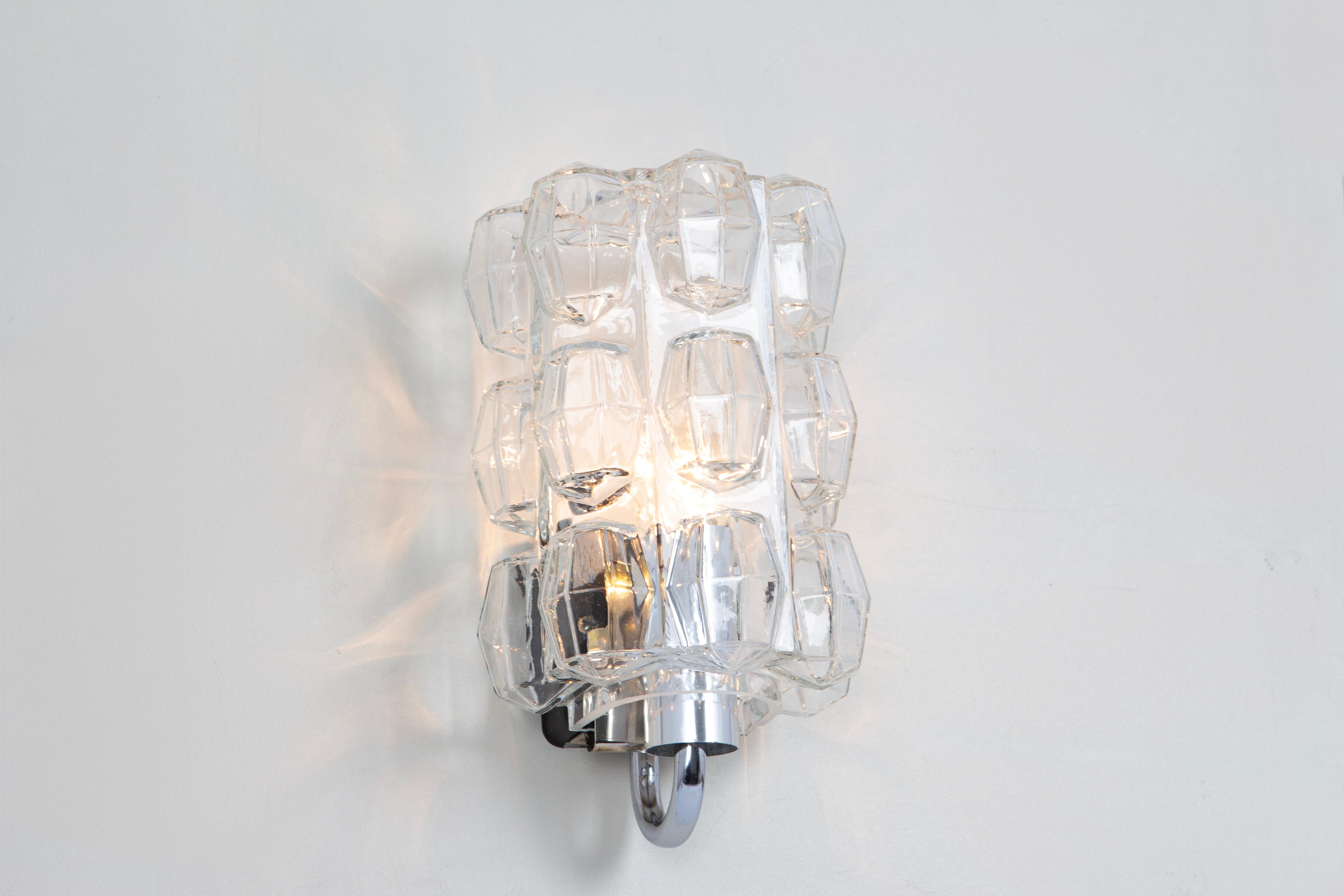 Pair of Bubble Glass Sconces Chrome by Limburg, Germany 2