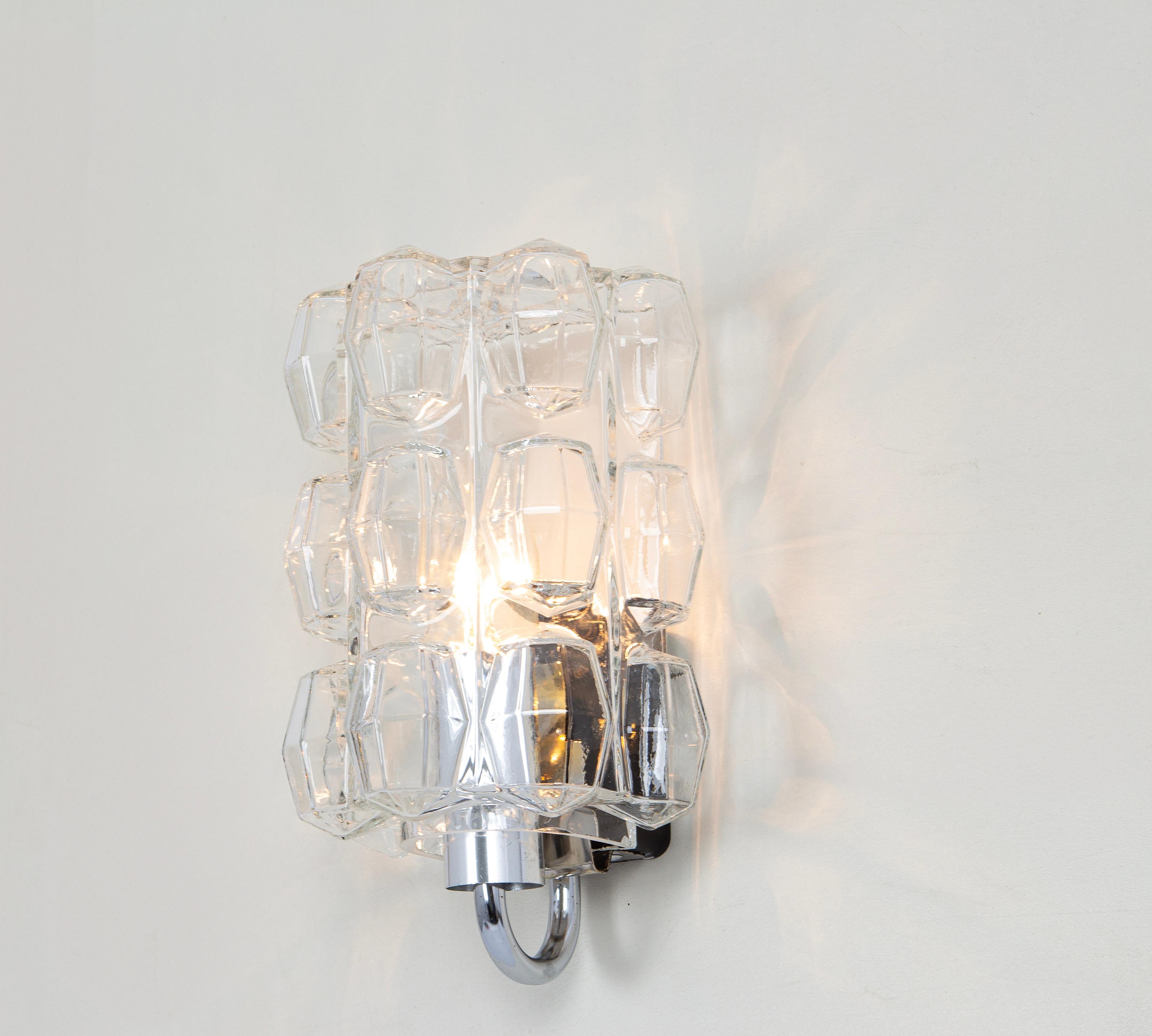 Pair of Bubble Glass Sconces Chrome by Limburg, Germany 3