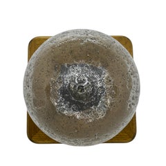 Pair of Bubble Glass Sconces Nut Wood Frame by Kaiser Leuchten, Germany, 1960s