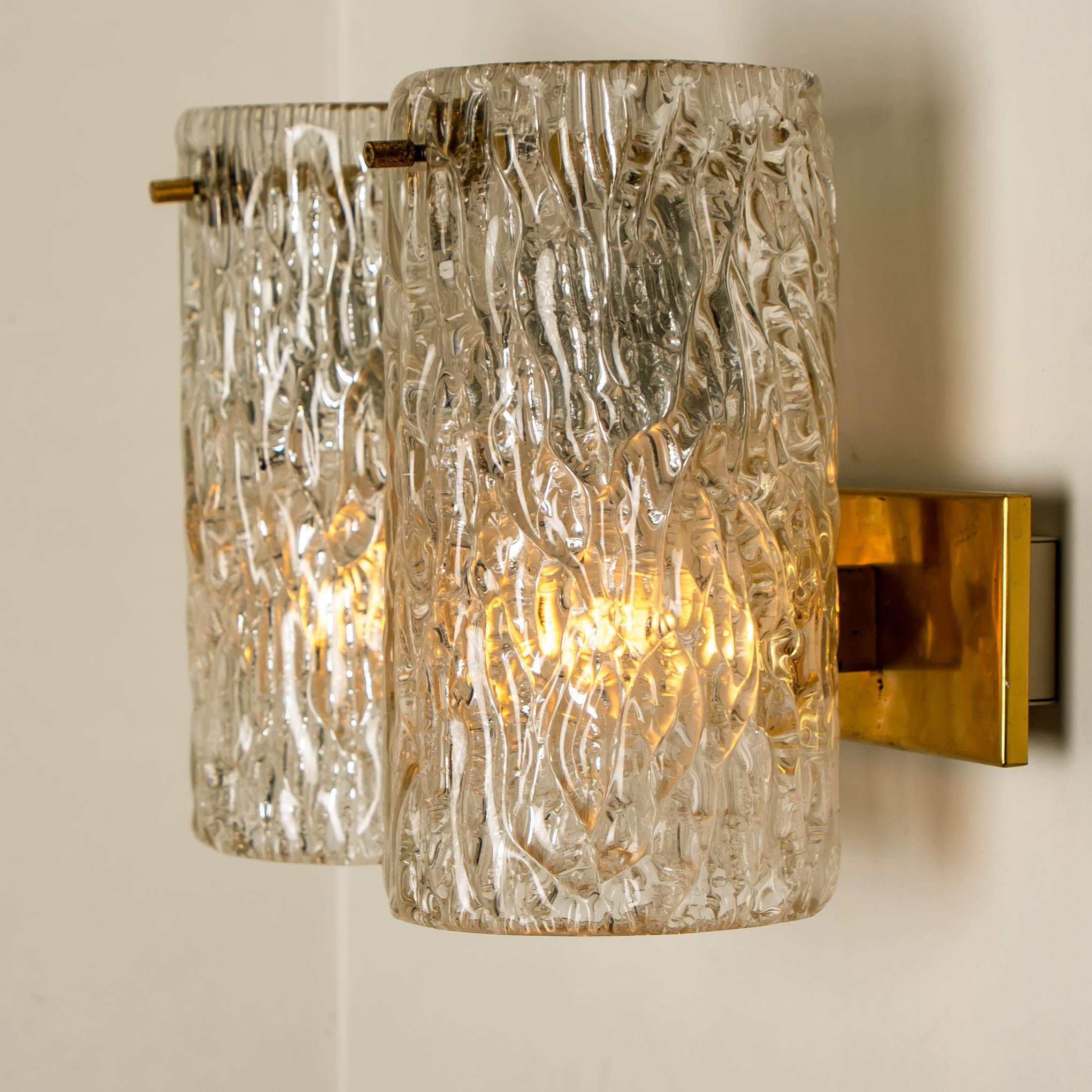Pair of Bubble Glass Sconces or Wall Sconces by Hillebrand, 1960s 3