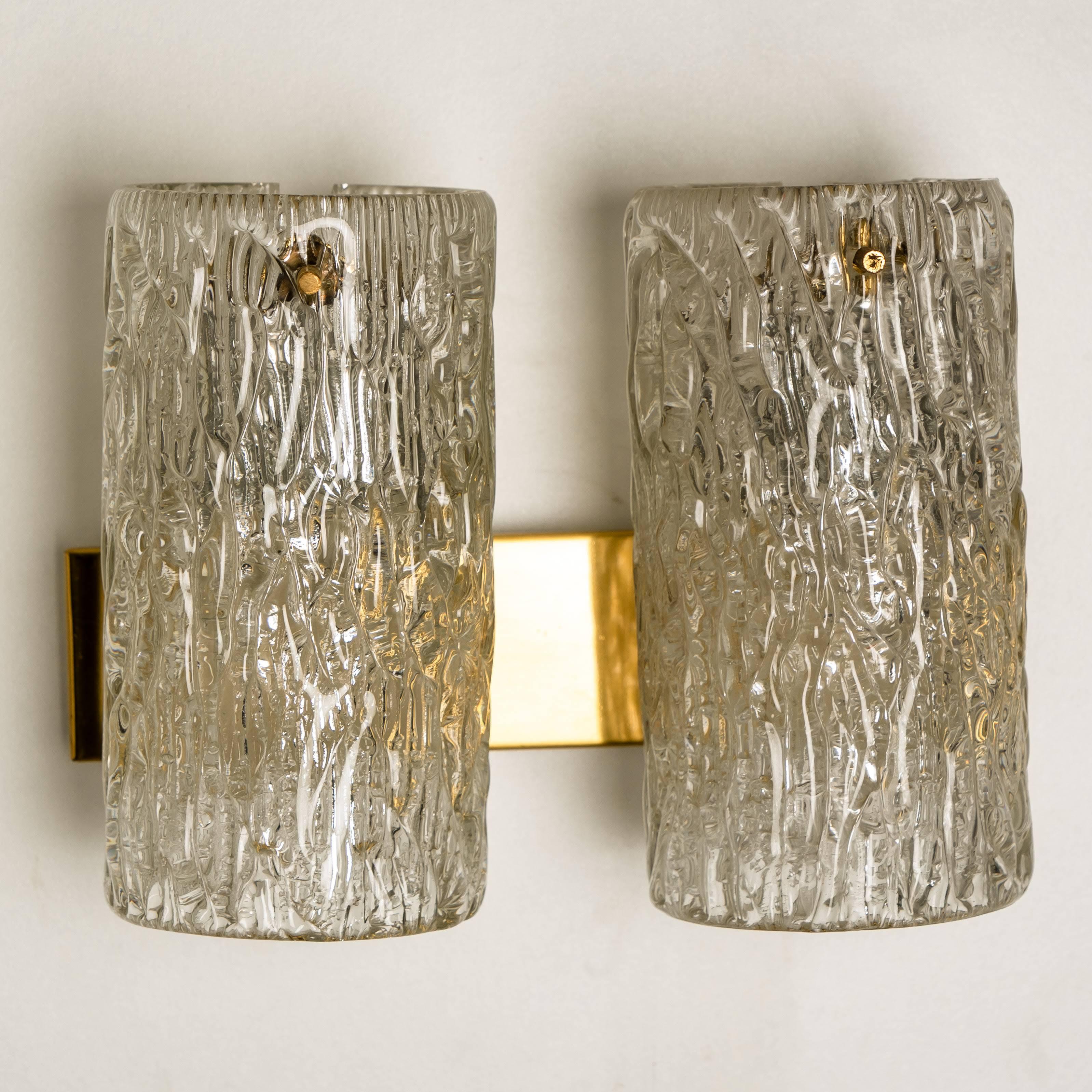 Pair of Bubble Glass Sconces or Wall Sconces by Hillebrand, 1960s 4