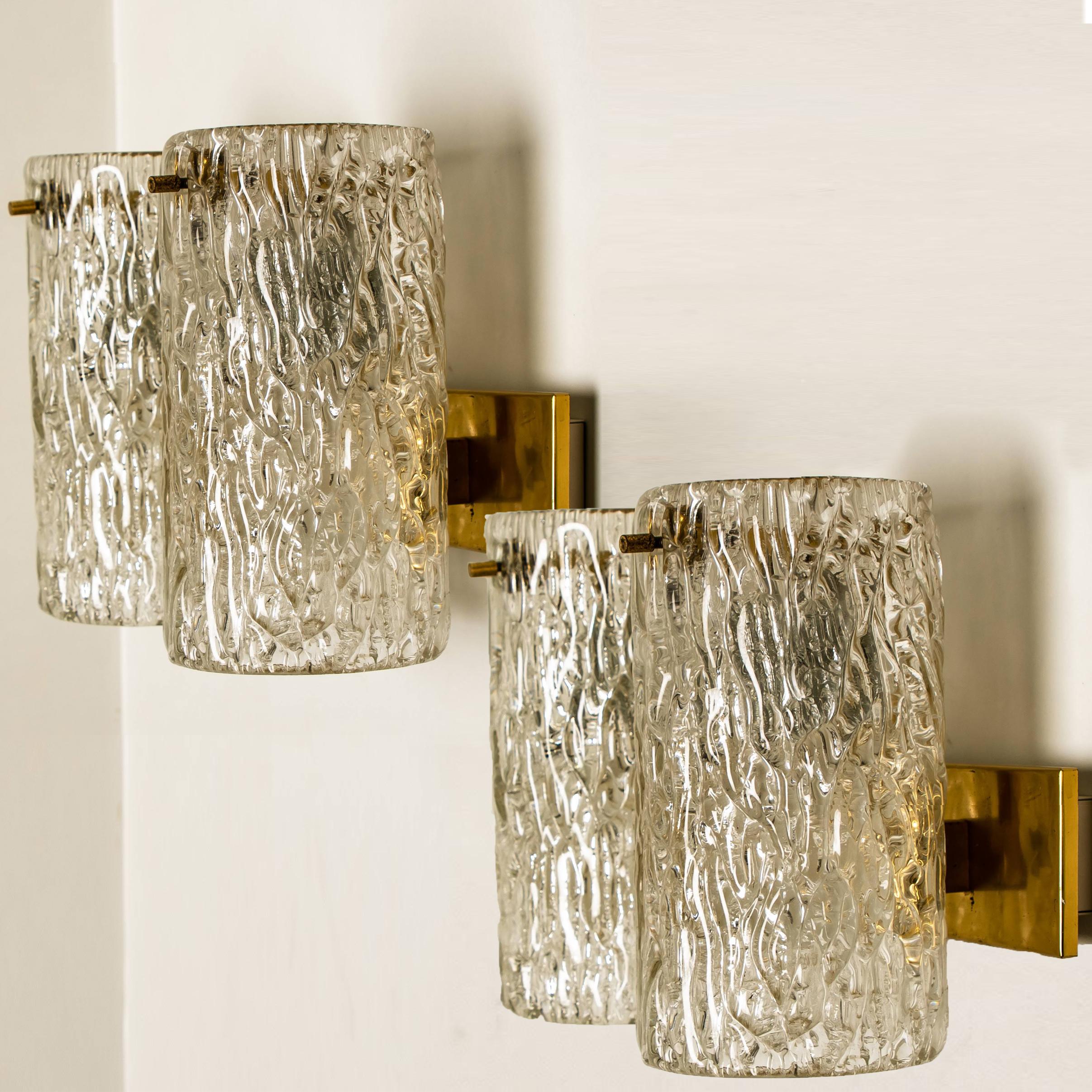 Mid-Century Modern Pair of Bubble Glass Sconces or Wall Sconces by Hillebrand, 1960s