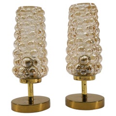 Paire de lampes de bureau en verre bullé d'Helena Tynell, années 1960