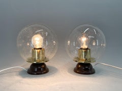 Paar Blasenglas-Tisch- oder Nachttischlampen von Instala Decin, 1970er Jahre