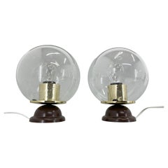 Paar Blasenglas-Tisch- oder Nachttischlampen von Instala Decin, 1970er Jahre