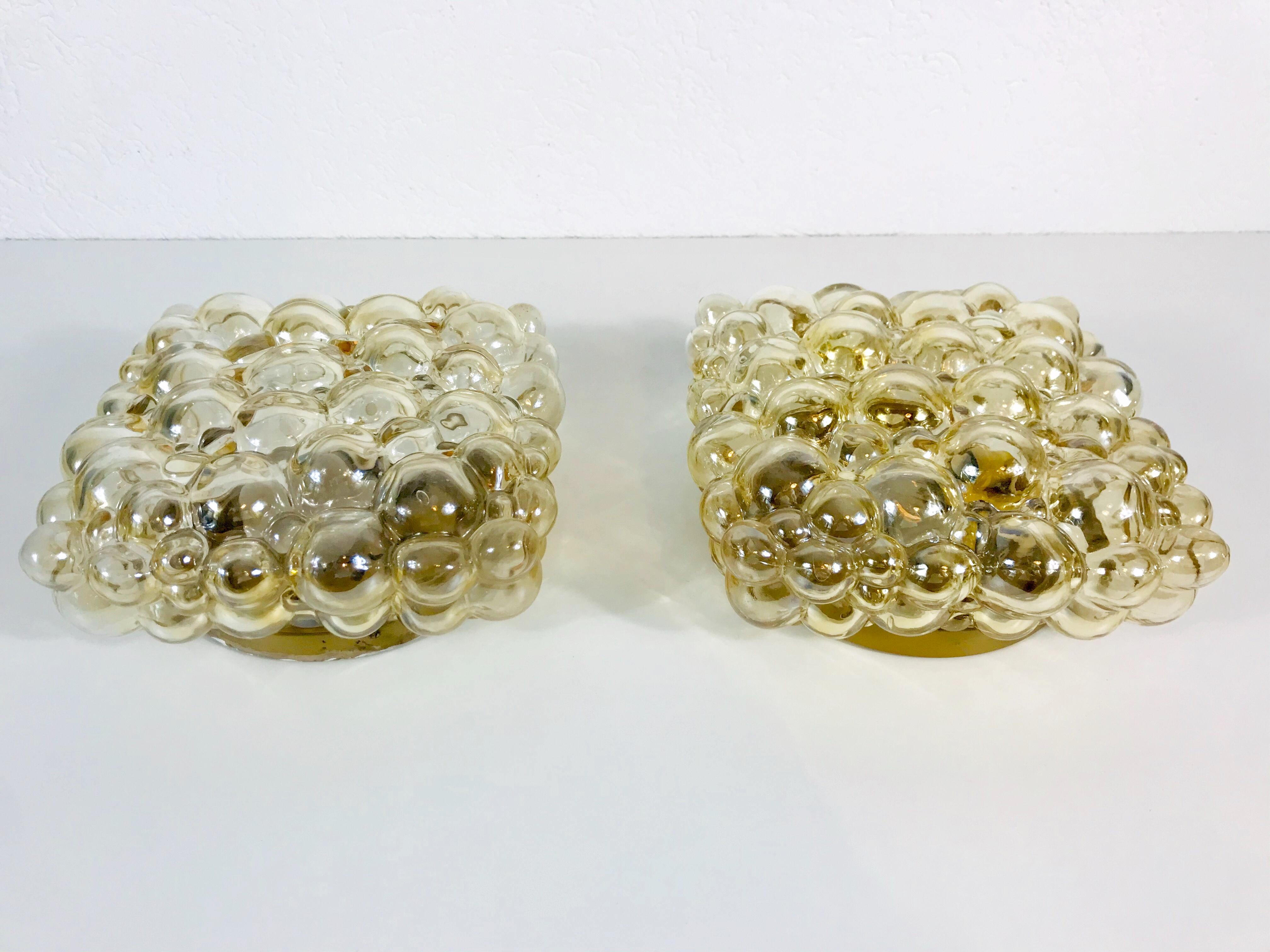 Pair of Bubble Glass Wall Lamps by Helena Tynell for Glashütte Limburg, 1960s In Good Condition In Hagenbach, DE