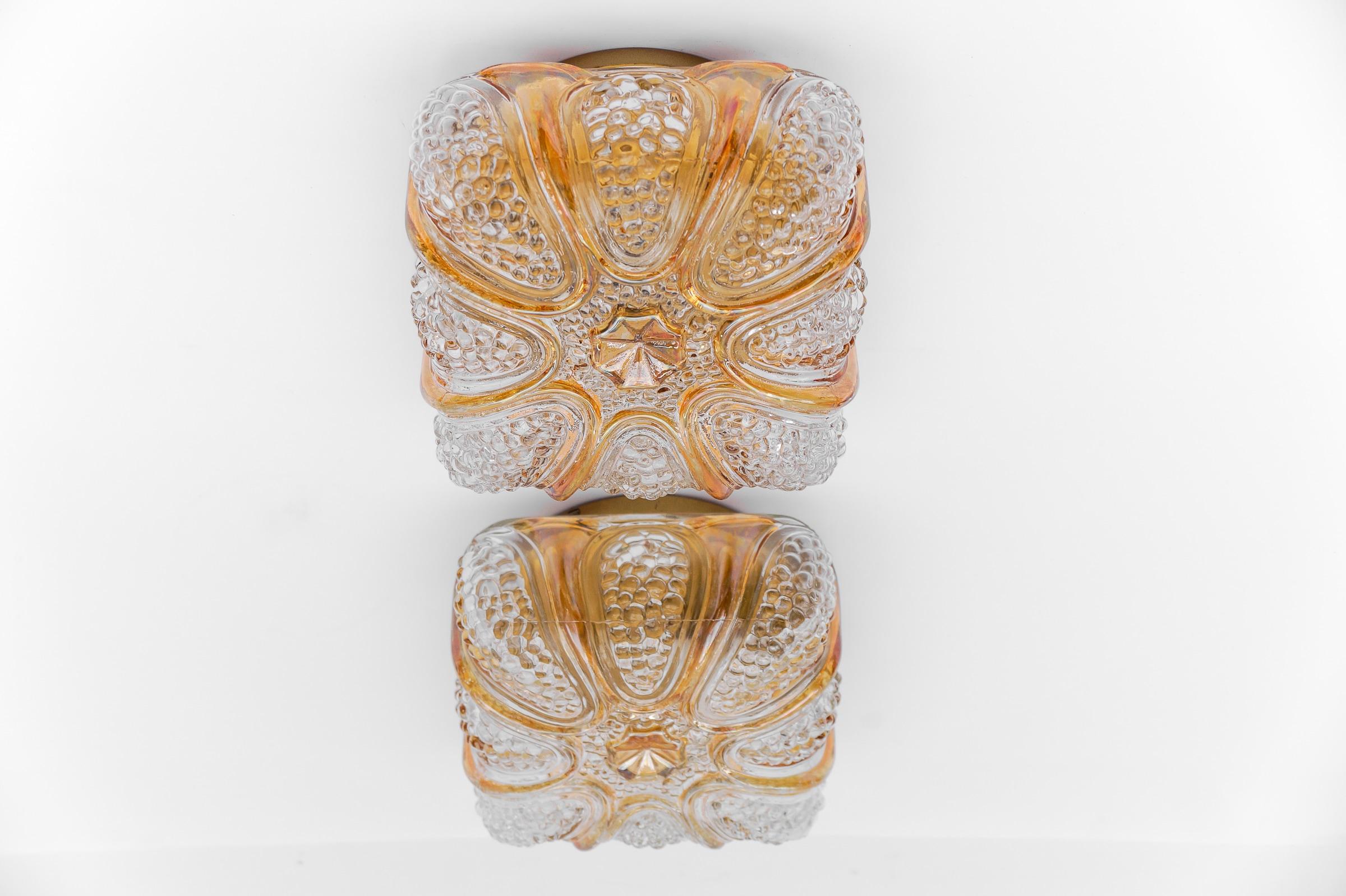 Pair of Bubble Glass Wall Lamps or Flush Mounts, 1960s Limburg In Good Condition For Sale In Nürnberg, Bayern