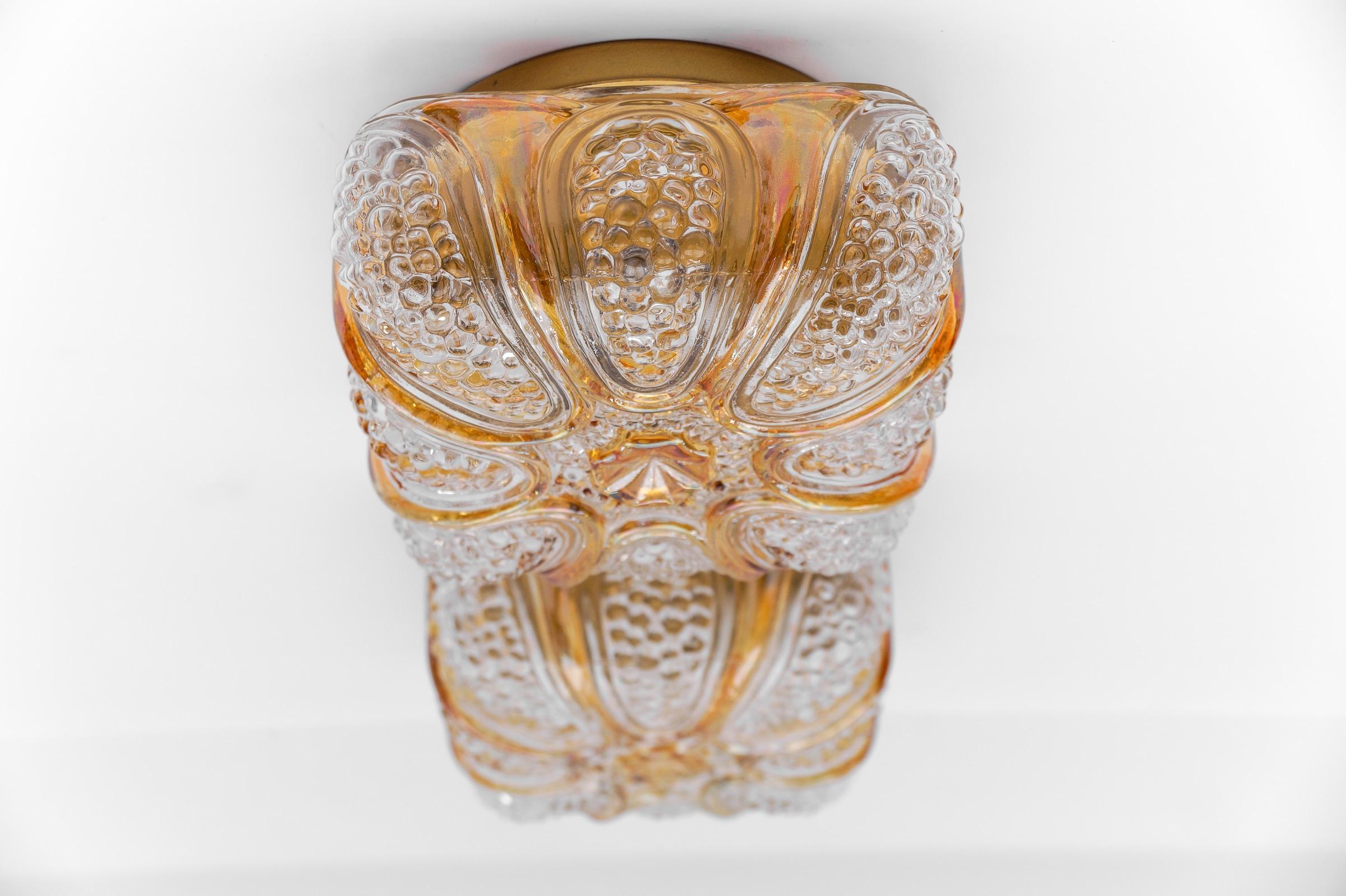 Mid-20th Century Pair of Bubble Glass Wall Lamps or Flush Mounts, 1960s Limburg For Sale