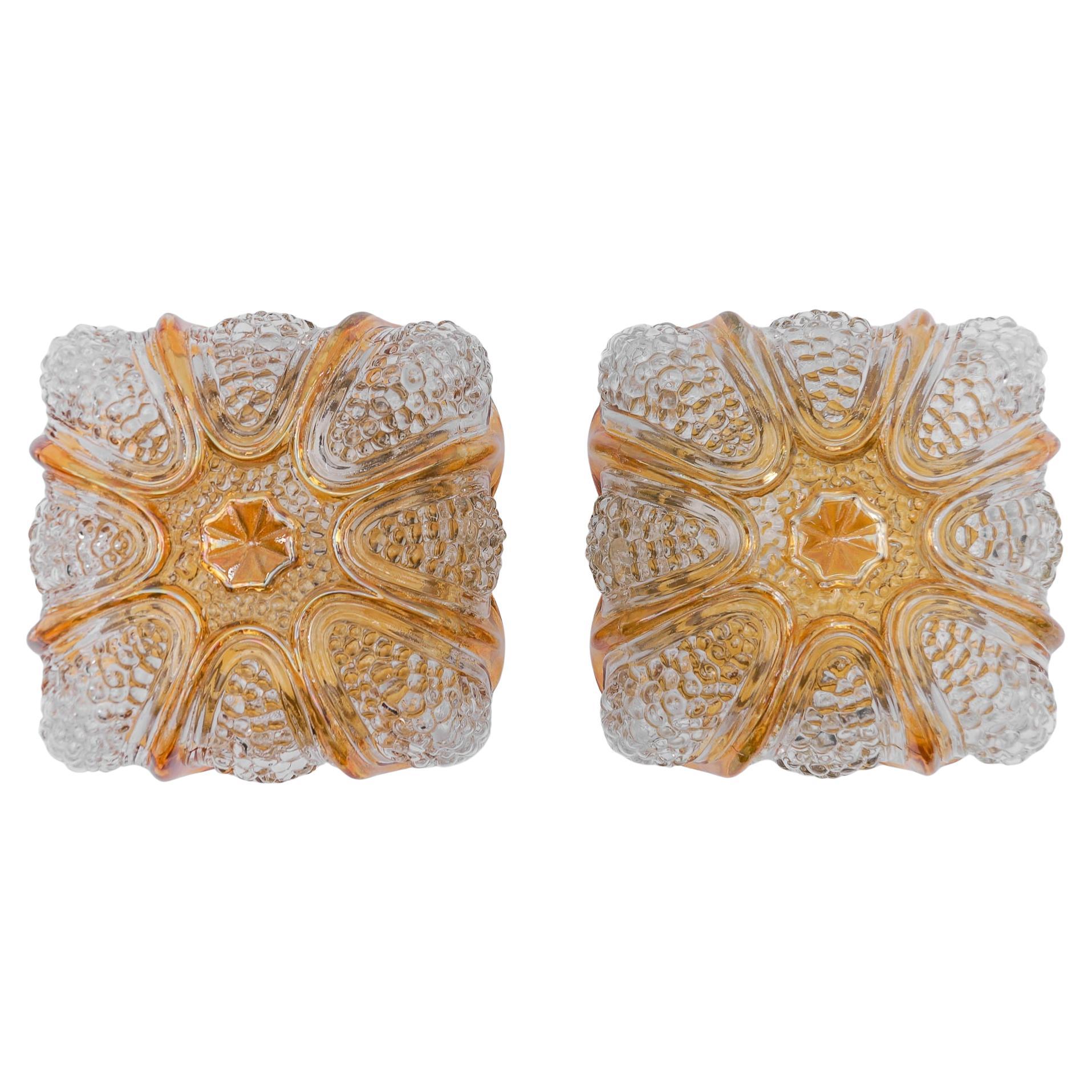 Pair of Bubble Glass Wall Lamps or Flush Mounts, 1960s Limburg For Sale