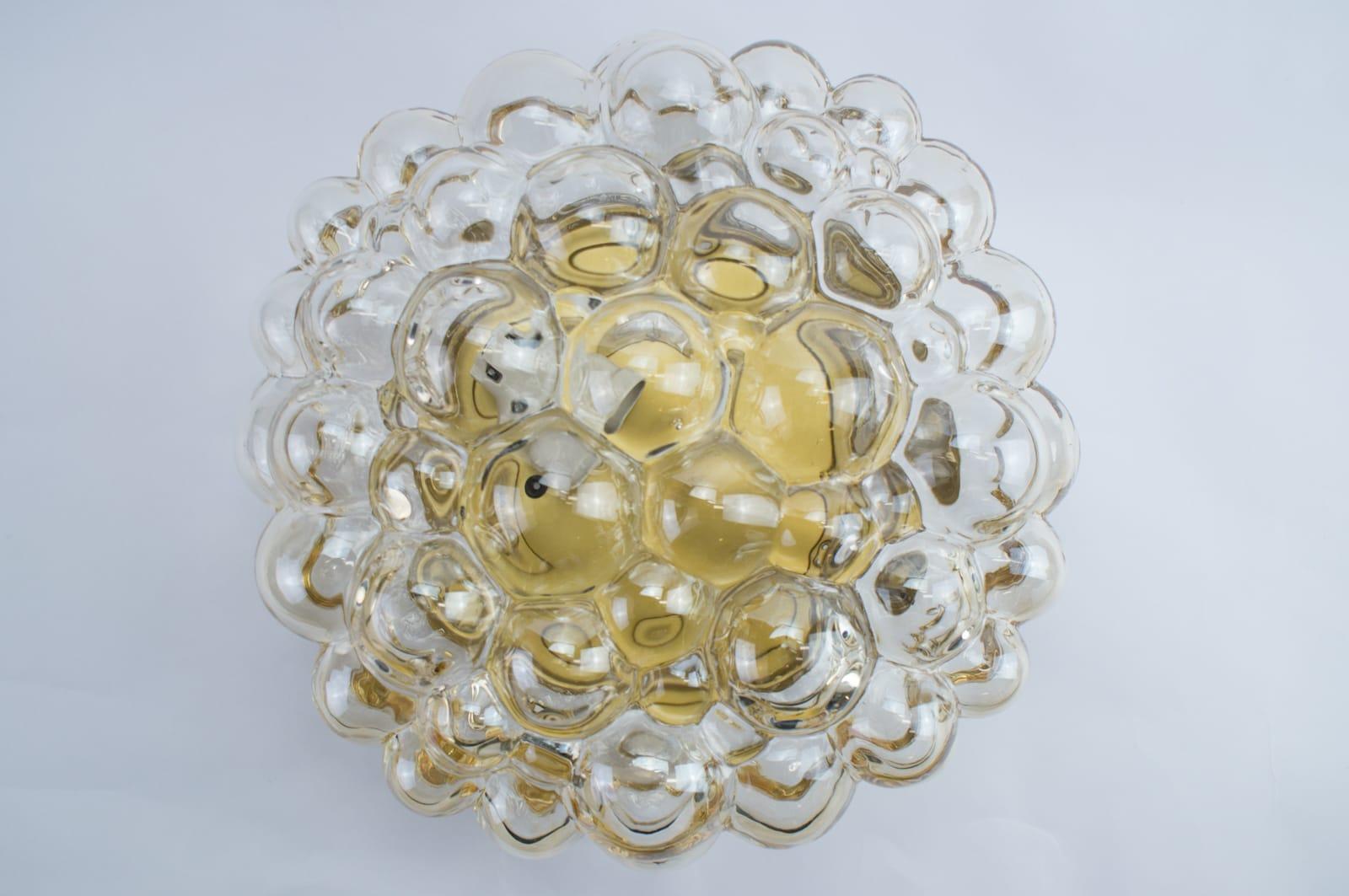 German Pair of Bubble Glass Wall Lamps or Flush Mounts by Helena Tynell, 1960s Limburg