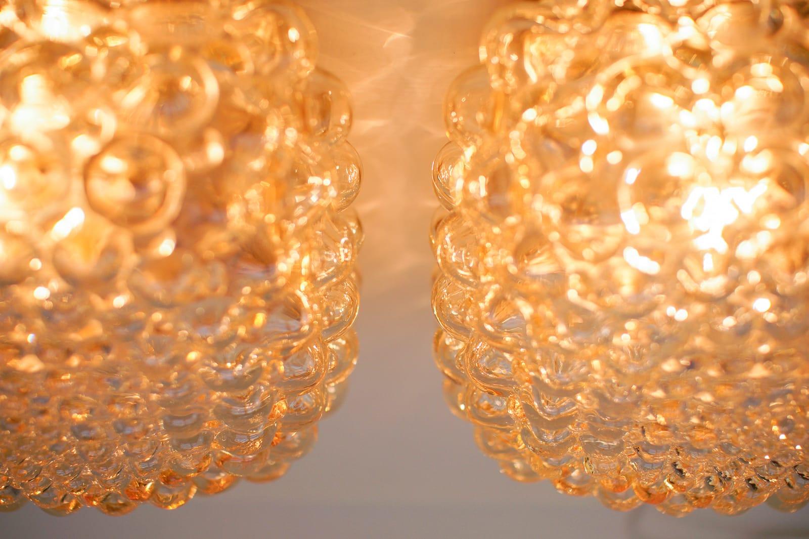 Pair of Bubble Glass Wall Lamps or Flush Mounts by Helena Tynell, 1960s Limburg 1