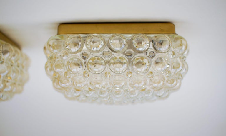 Pair of Bubble Glass Wall Lamps or Flush Mounts by Helena Tynell, 1960s Limburg For Sale 2