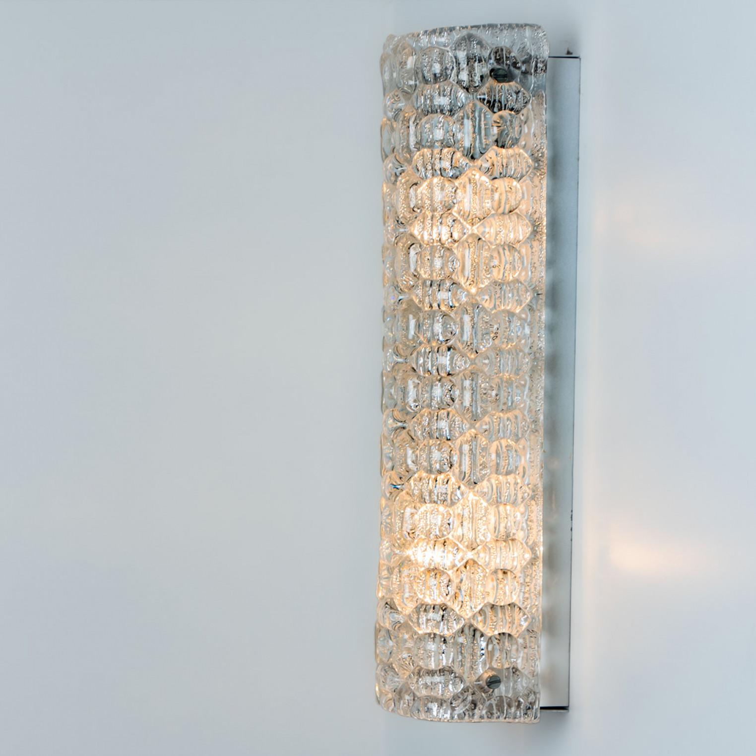 Murano Glass Pair of  Bubble Glass Wall Light Fixtures, Germany, 1960s For Sale