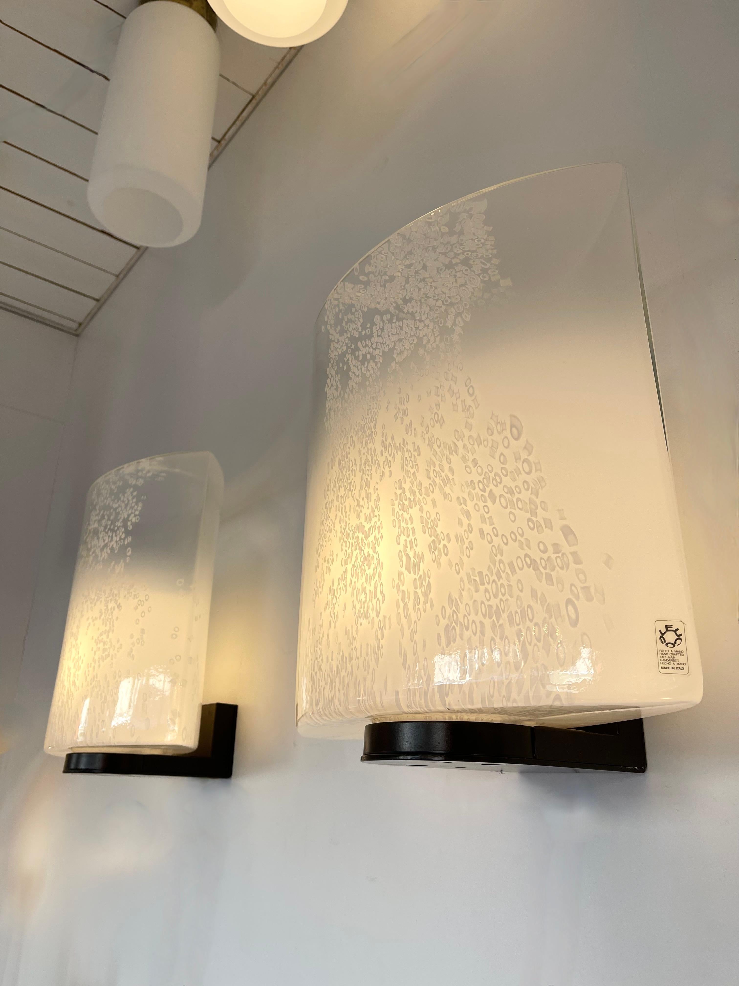 Pair of Bubble Murano Glass and Metal Sconces by Leucos, Italy, 1970s For Sale 2