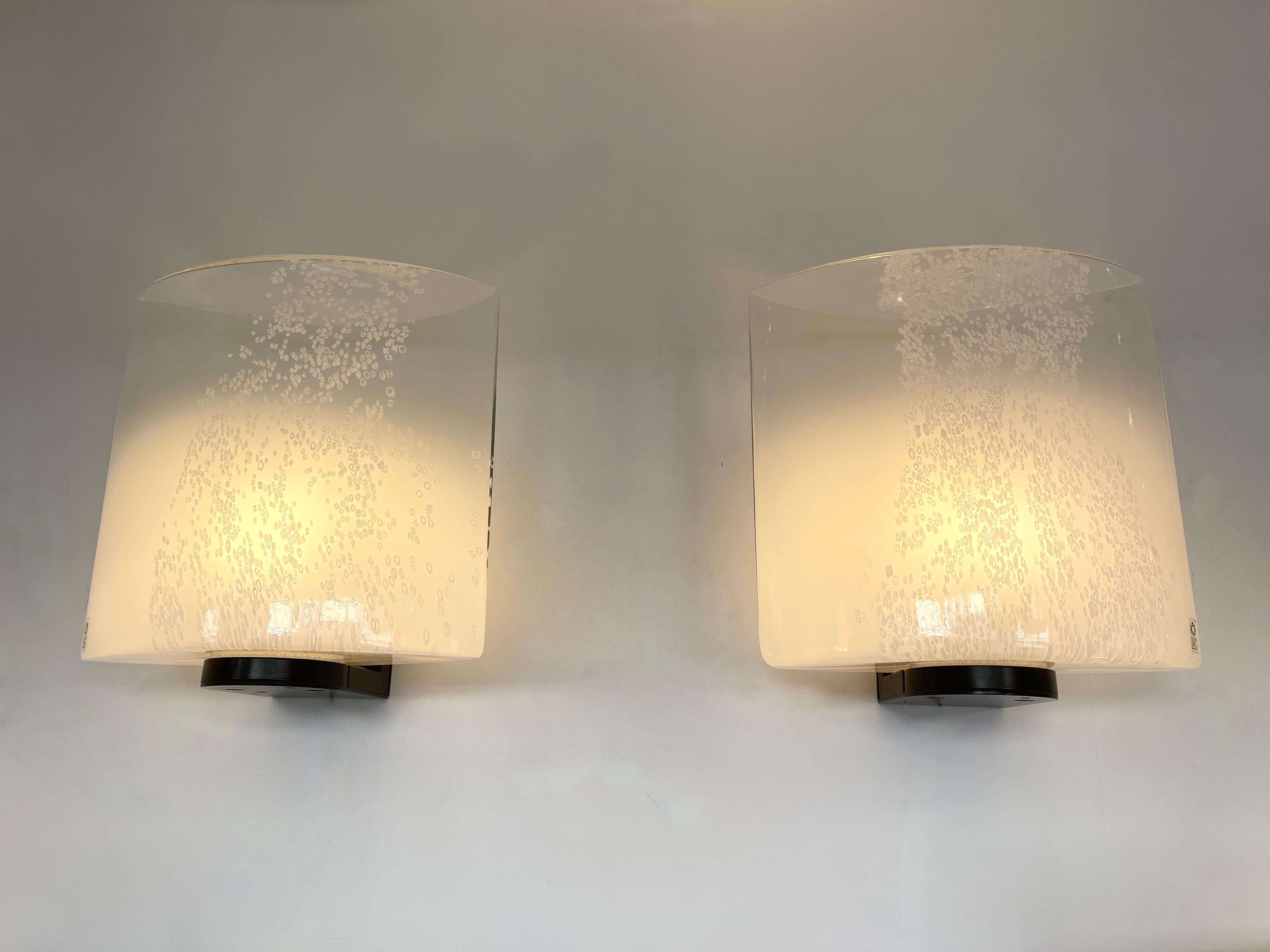 Pair of Bubble Murano Glass and Metal Sconces by Leucos, Italy, 1970s For Sale 3