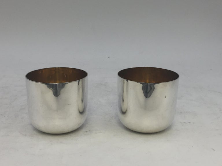 Italian Pair of Buccellati Gilt Sterling Silver Cups For Sale