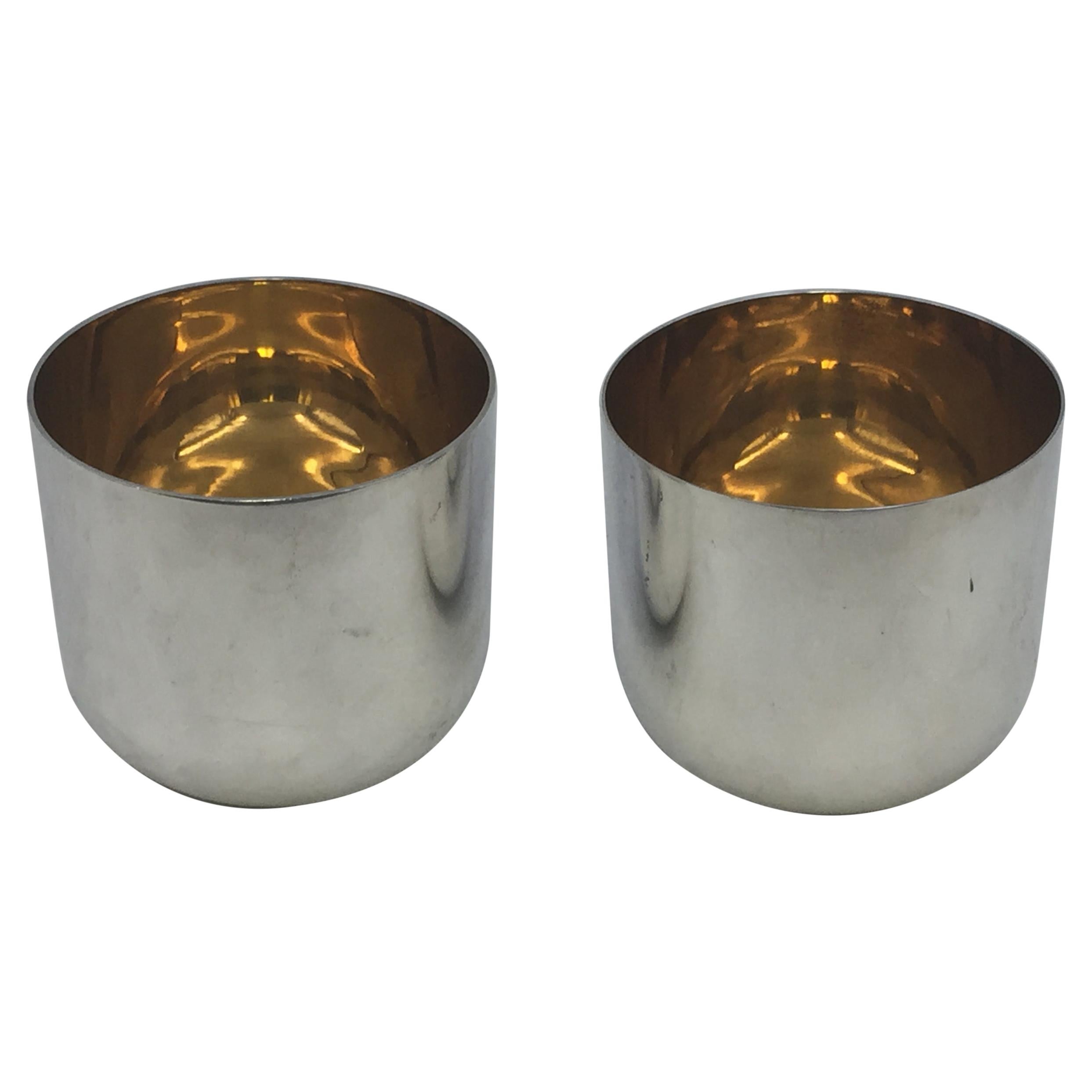 Pair of Buccellati Gilt Sterling Silver Cups