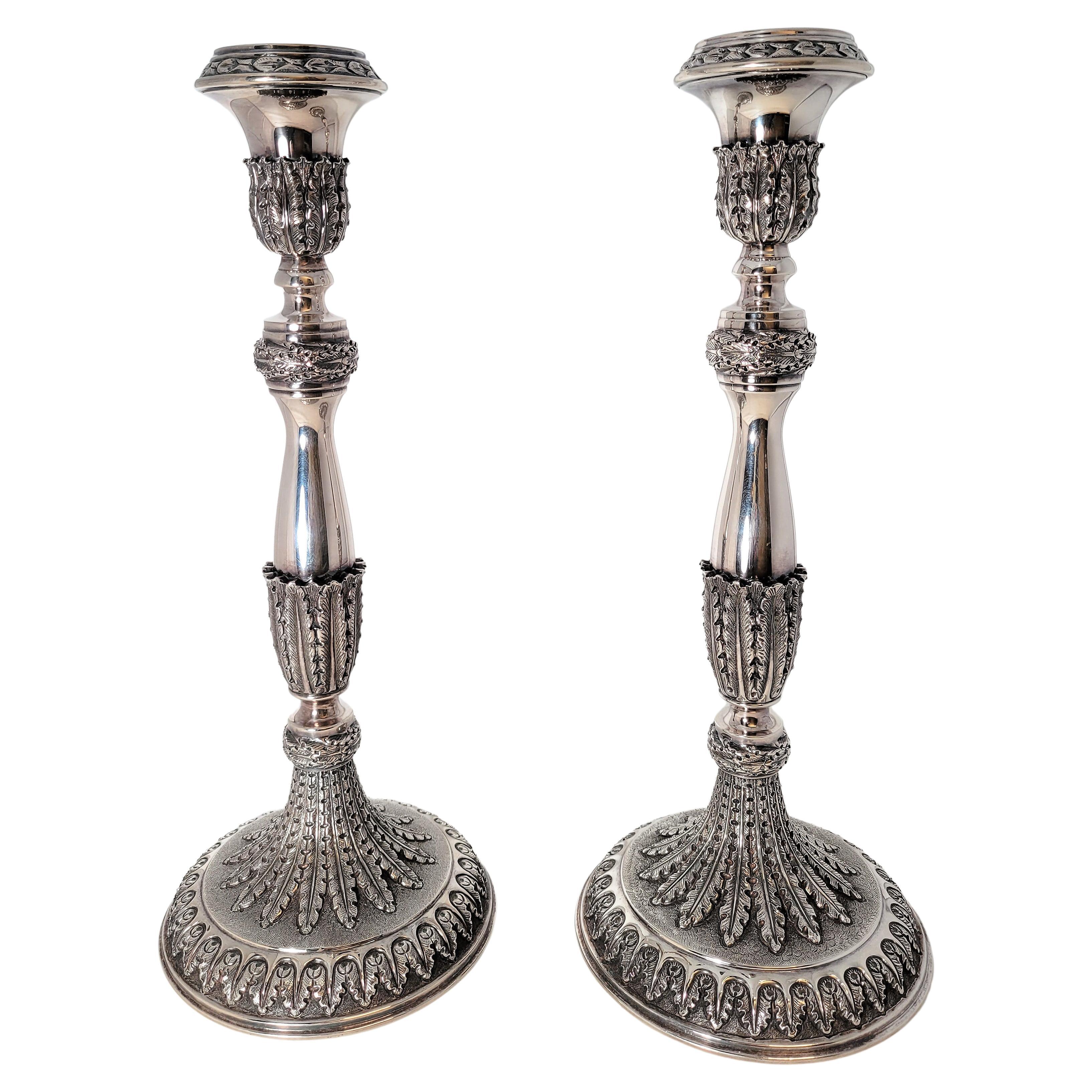 Pair of Buccellati Silver Candlesticks