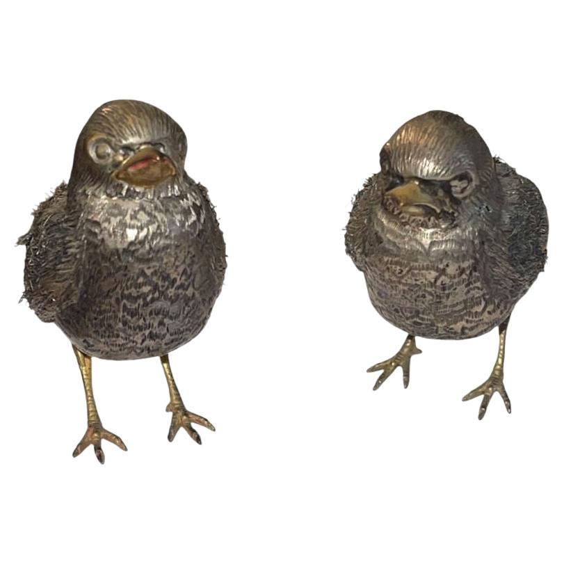 Pair of Buccellati Sterling Silver Sparrow Figures