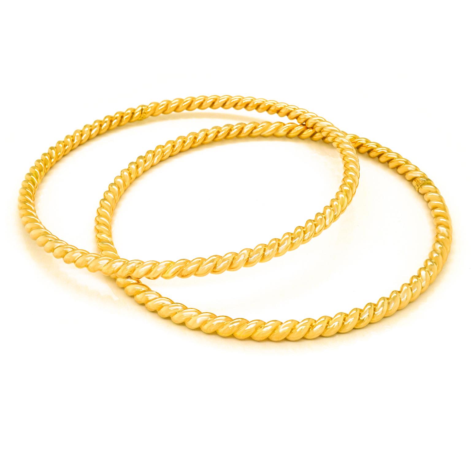Pair of Bucherer Gold Cable Twist Bangles 1