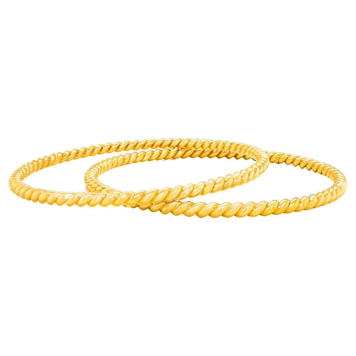 Pair of Bucherer Gold Cable Twist Bangles