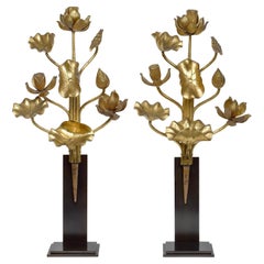 Antique Pair of Buddhist Temple Flowers, Japan