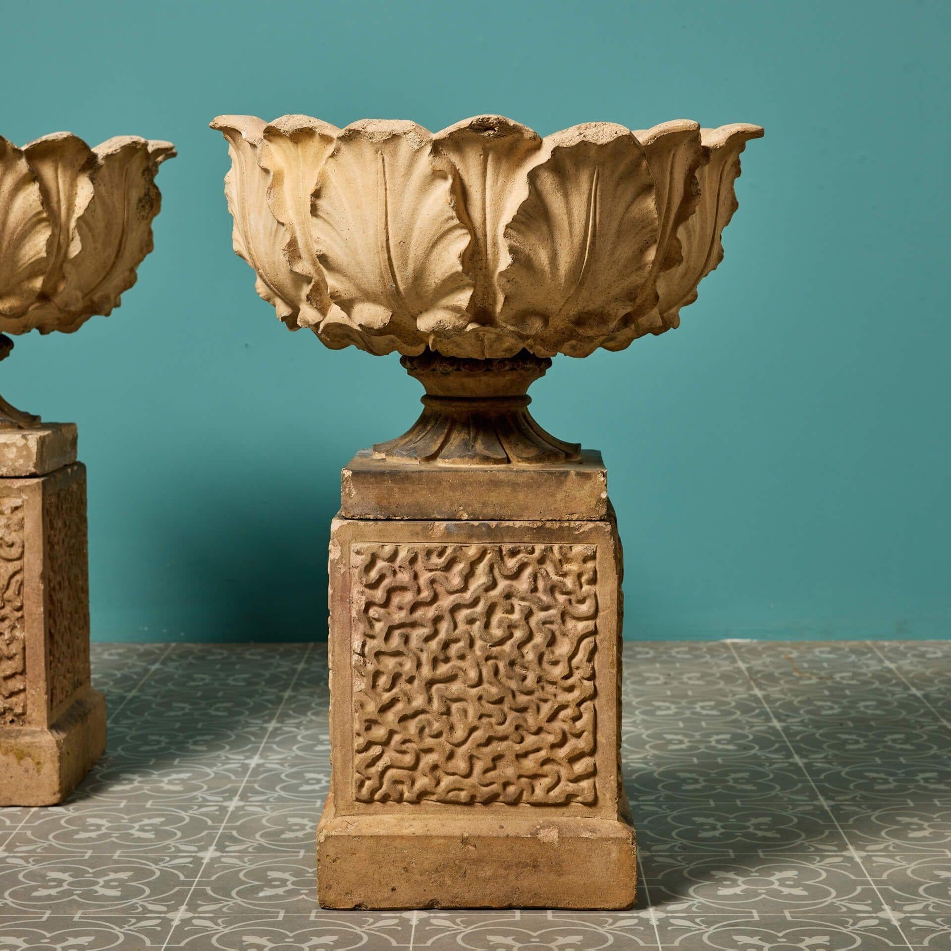 Georgian Pair of Buff Terracotta Urns by Henry Sharp, Jones & Co