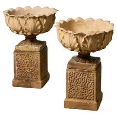 Pair of Buff Terracotta Urns by Henry Sharp, Jones & Co