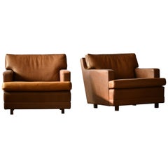 Pair of Buffalo Leather Lounge Chairs by Arne Norell Scandinavian Midcentury