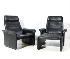 Pair of Buffalo Neck Leather DS-50 Lounge Chairs and Ottoman by De Sede, 1970s