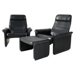 Pair of Buffalo Neck Leather DS-50 Lounge Chairs and Ottoman by De Sede, 1970s