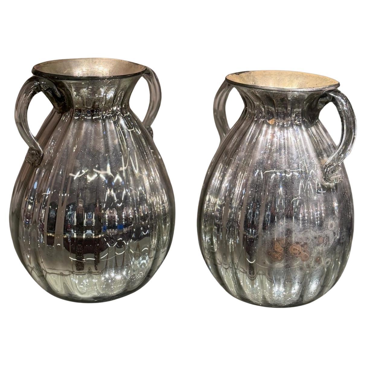 Paire de vases en verre bulbeux, vers 1970, France en vente