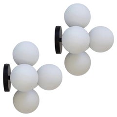 Pair of Bunch Sconces, Black, Research.Lighting, Wall Lamp, 5in Glass Globes