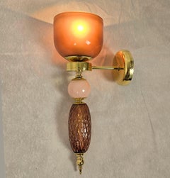 Pair of Burgundy and Pink Murano glass sconces