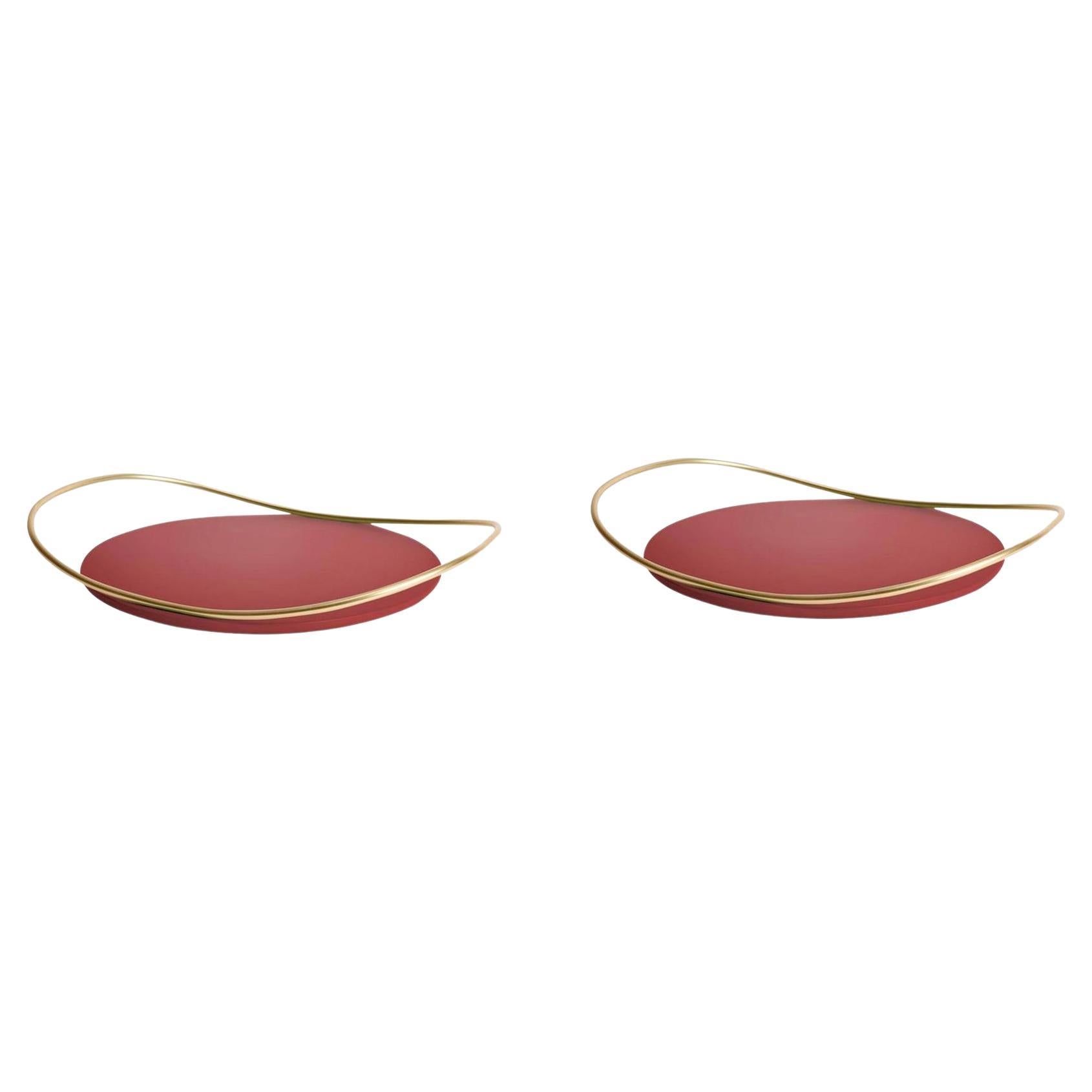 Pair of Burgundy Touché B Trays by Mason Editions For Sale
