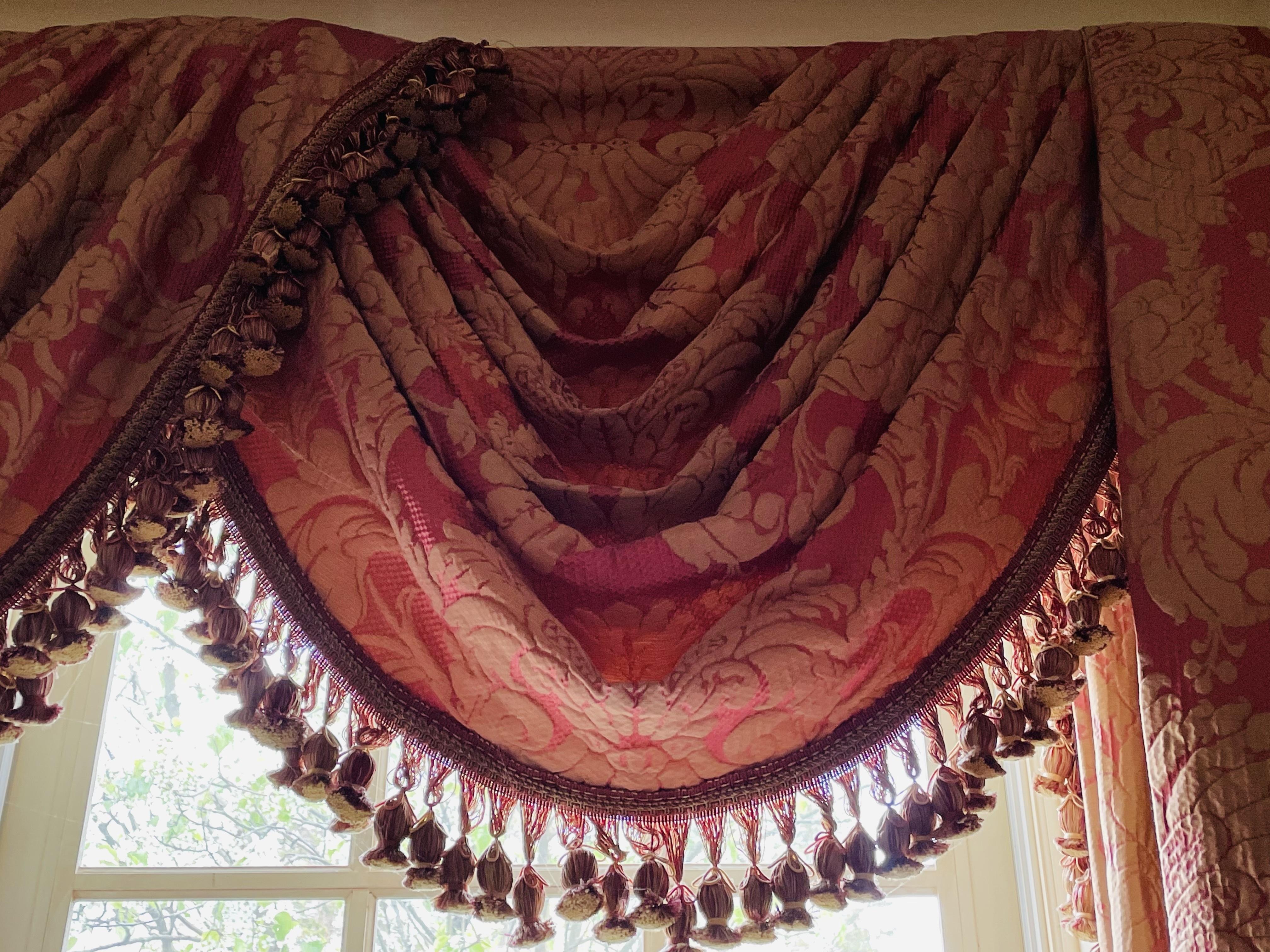 Contemporary Pair of Burgundy Wall or Window Treatments, Curtains, Drapes, Scalamandré For Sale