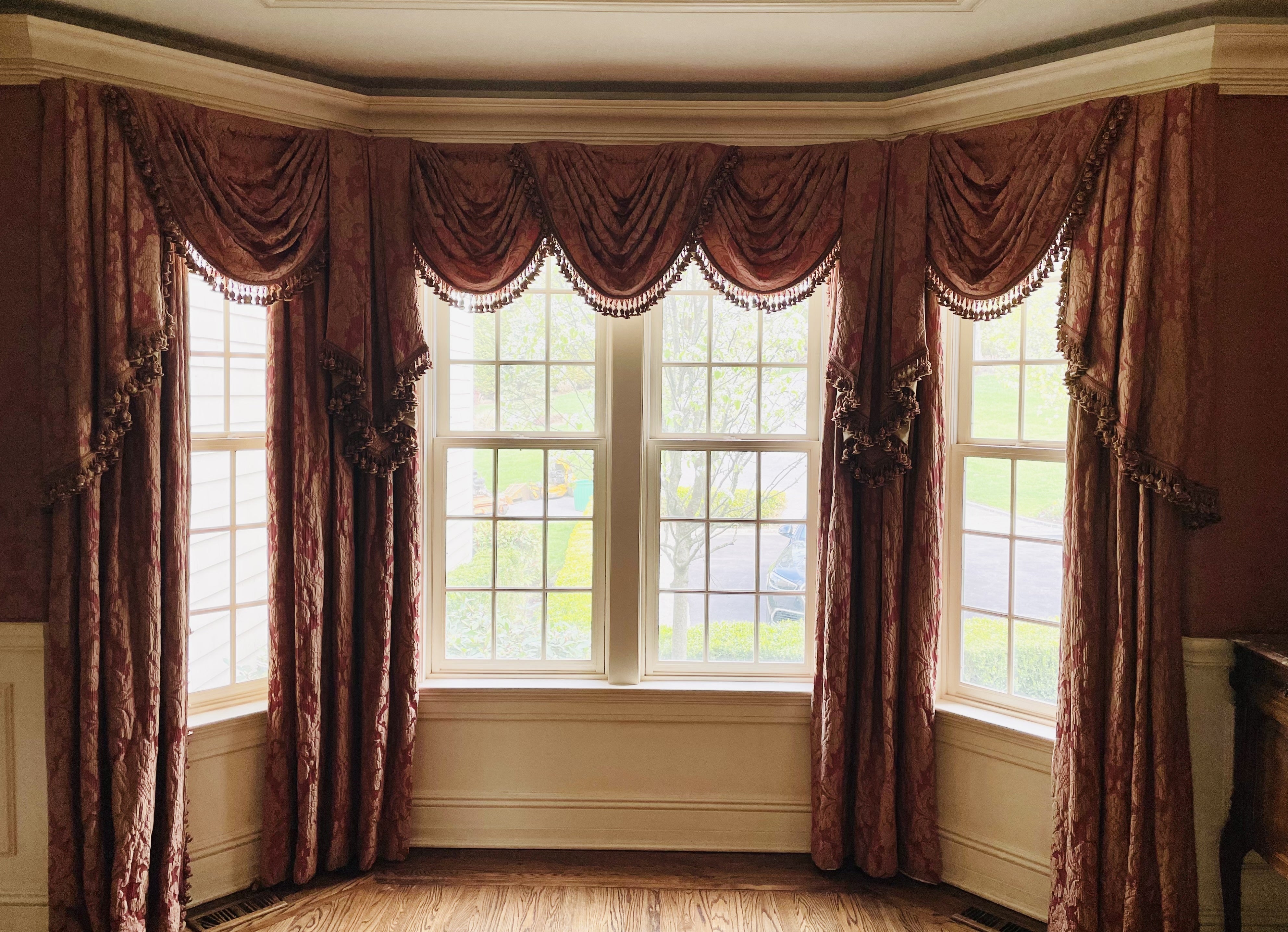 Pair of Burgundy Wall or Window Treatments, Curtains, Drapes, Scalamandré For Sale