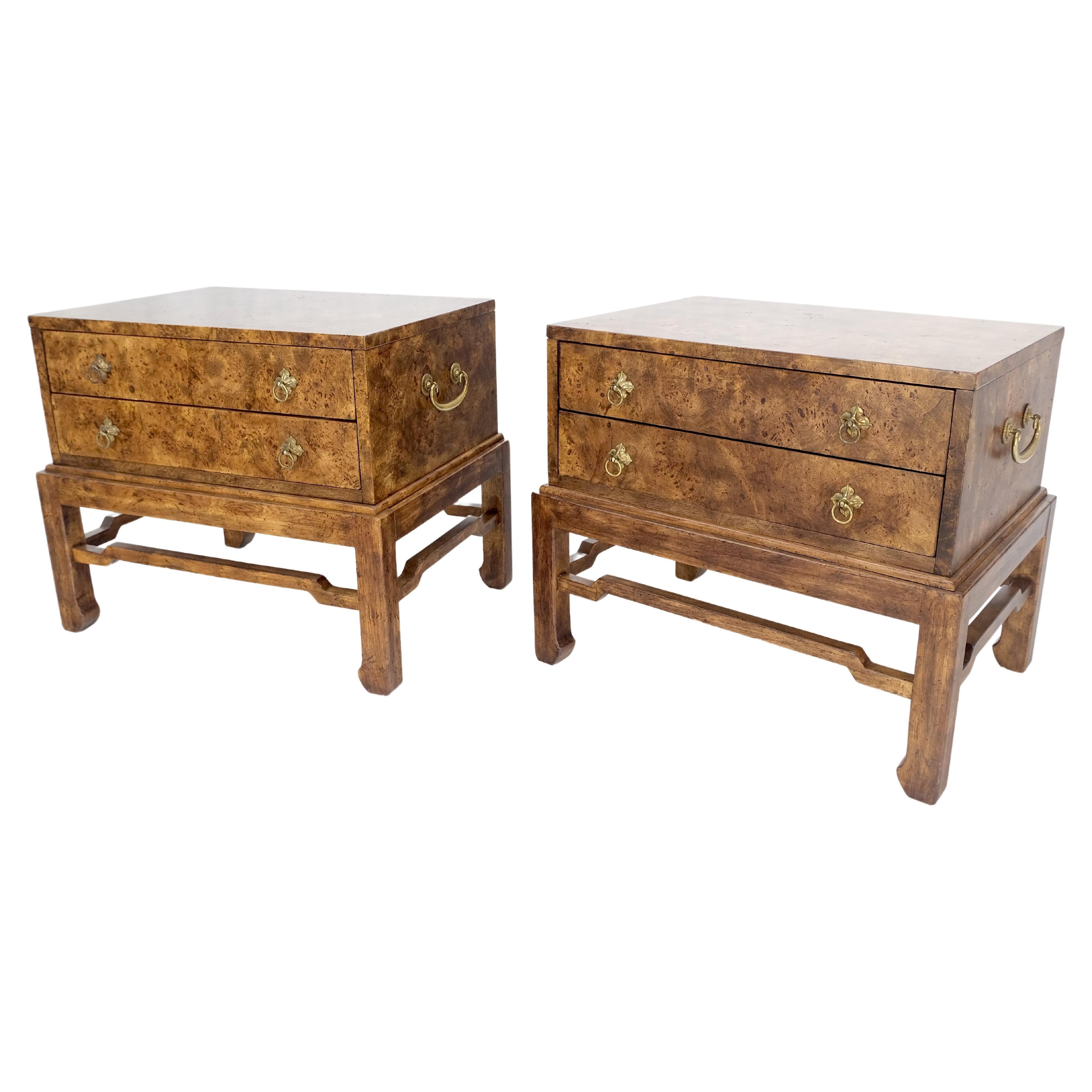 Paar Burl Asian Campaigner Fusion 2 Schublade Night Stands End Tabelle Messing zieht  im Angebot