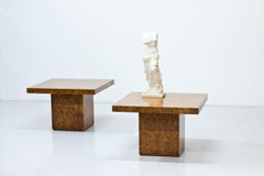 Pair of Burl Elm Coffee Tables, Italian Design, 1970s